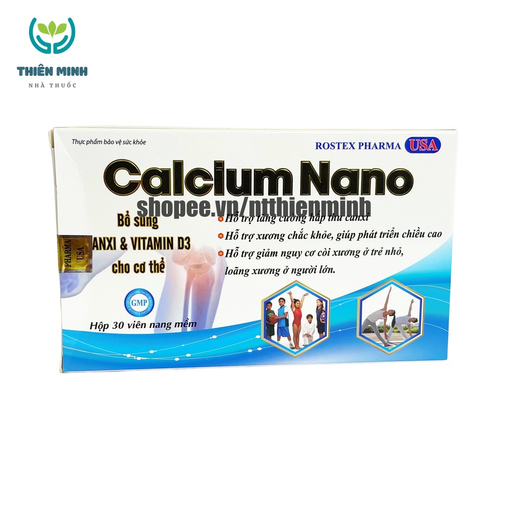 Viên uống CALCIUM NANO bổ sung canxi D3 giúp tang chiều cao, chắc xương – Hộp 30 viên