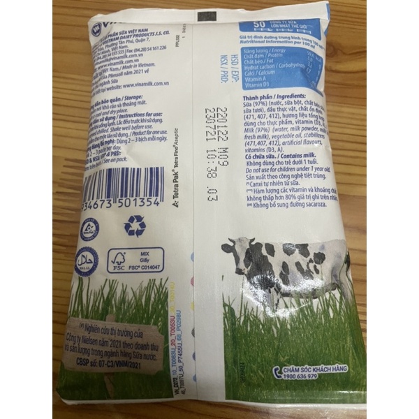 Sữa tươi không đường vinamilk -5gói (220ml/gói) | BigBuy360 - bigbuy360.vn