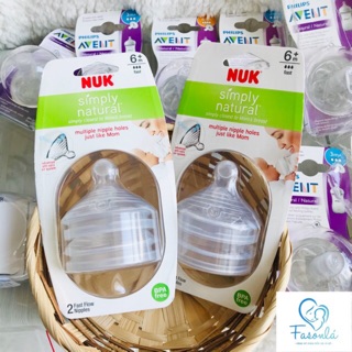Bộ 2 núm ti bình sữa Nuk Simply Natural