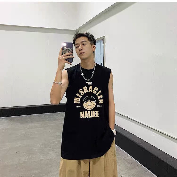 Áo Thun Ba Lỗ Dáng Rộng In Họa Tiết Đơn Giản Thời Trang Mùa Hè Mới Cho Nam Size M-3Xl
