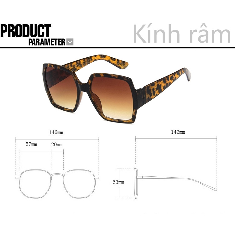 Kính râm gọng vuông phong cách cổ điển cho nữ