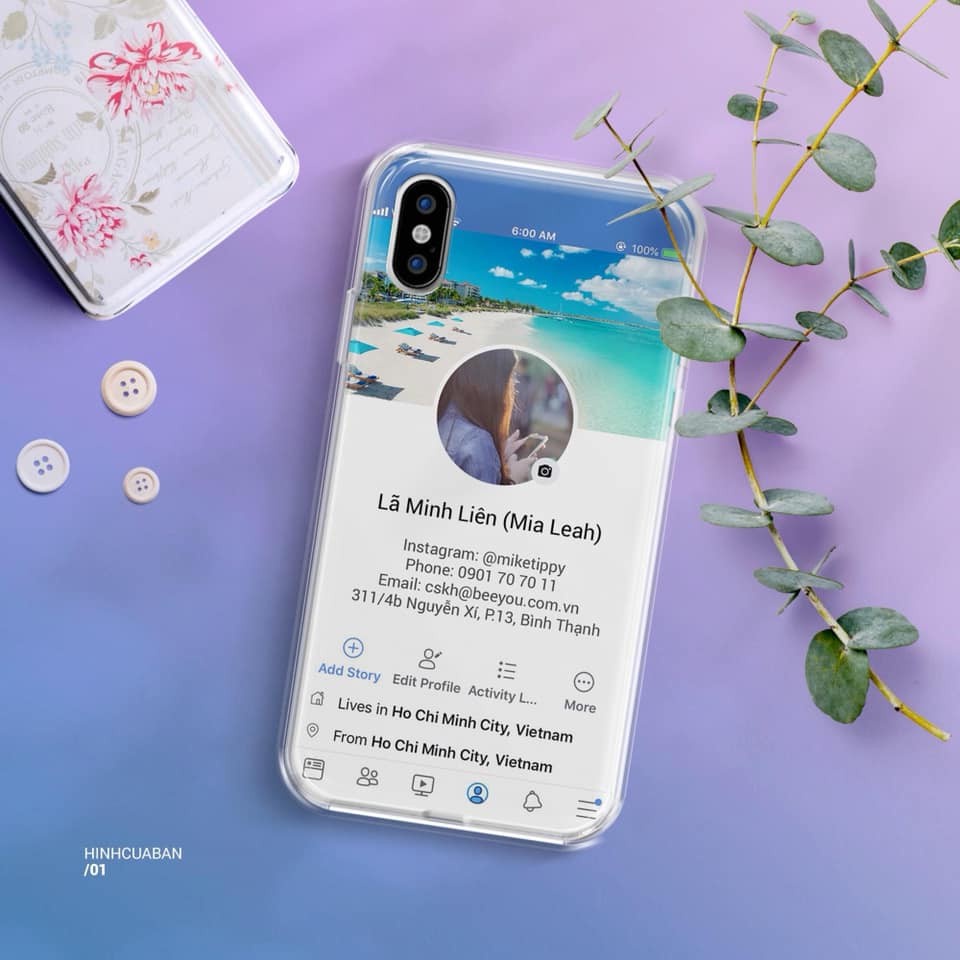 Ốp lưng iphone in hình theo yêu cầu KHUNG Face.book, Instagram hot trend
