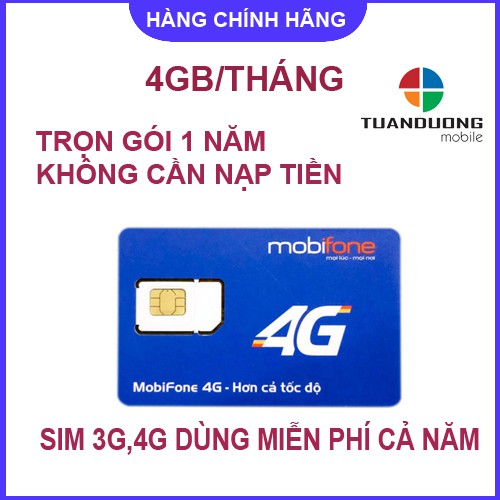 Sim mobifone 4G MDT250A - Tặng 4g 1 tháng - Dùng cả năm miễn phí