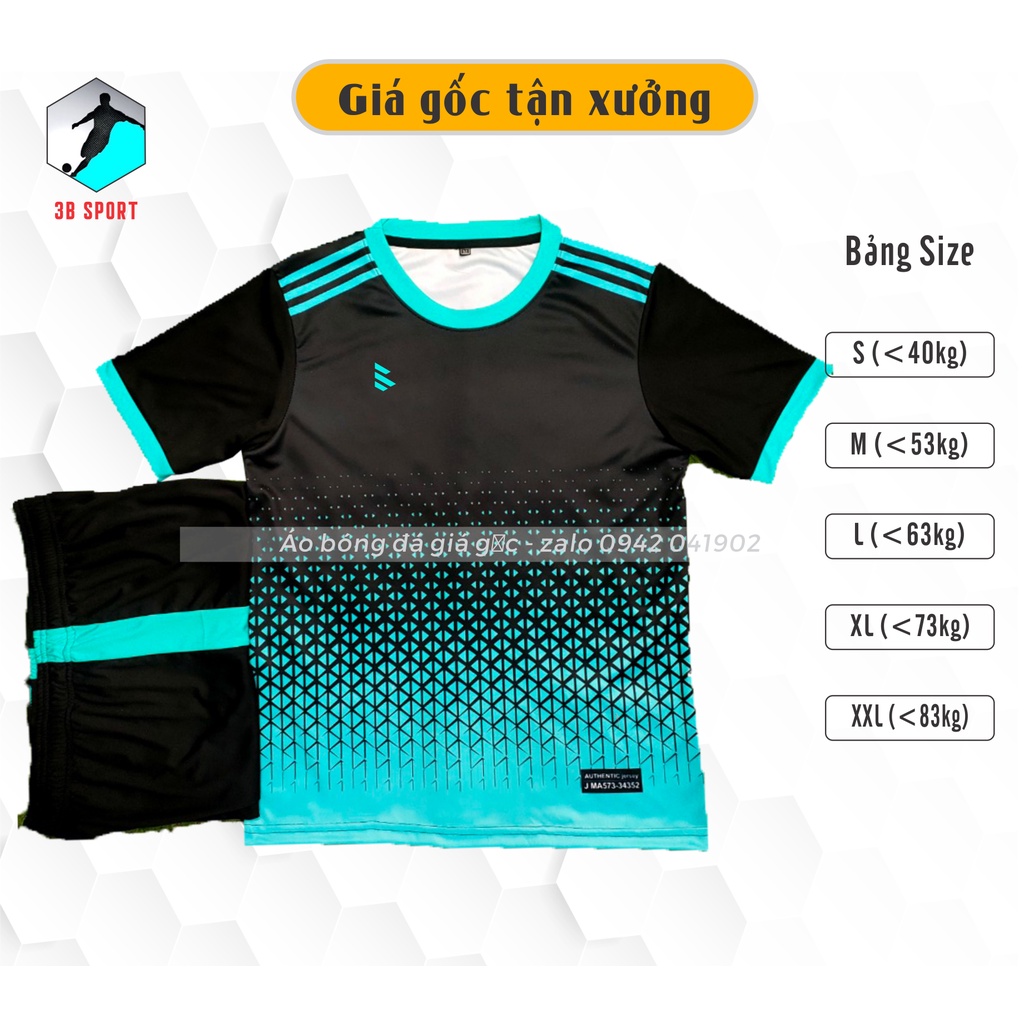 Áo bóng đá Thun lạnh chấm bi xanh đẹp tuyệt vời
