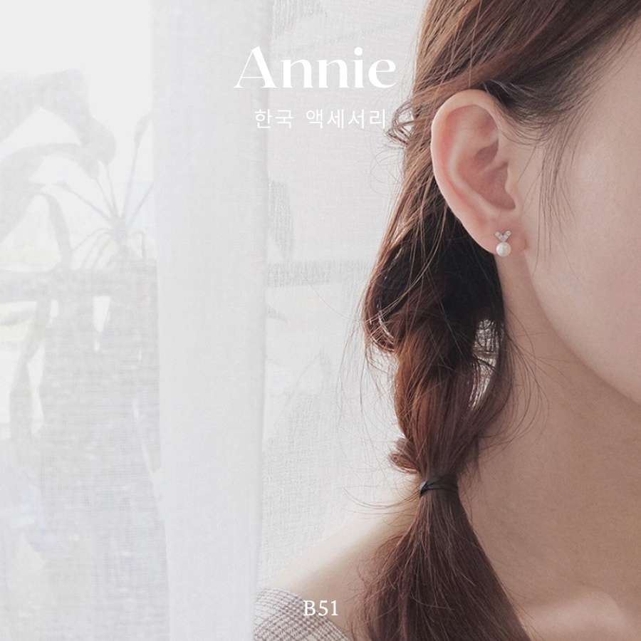Bông tai tim bạc nhỏ phối ngọc trai nhân tạo xinh xắn nhẹ nhàng ANNIE - B51