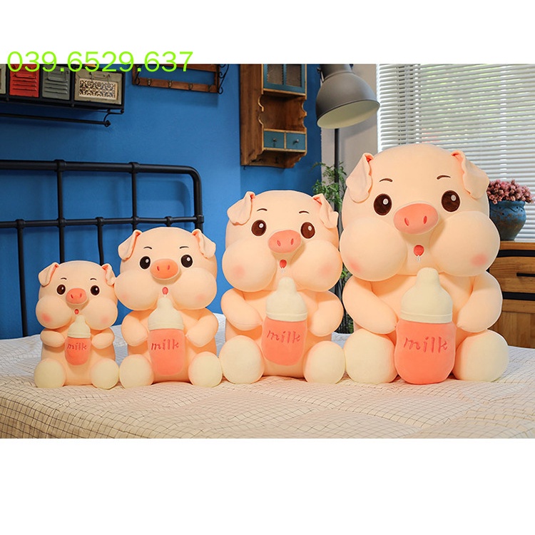 Gấu bông teddy bear heo ôm bình sữa heo nhồi bông ôm bình sữa siêu dễ thương siêu mềm Gấu bông Uống sữa