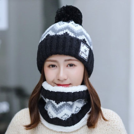Mũ len nữ hàn quốc kèm khăn quàng cổ mùa đông Zozo nón len trùm đầu nữ chất liệu len cao cấp giữ ấm tốt