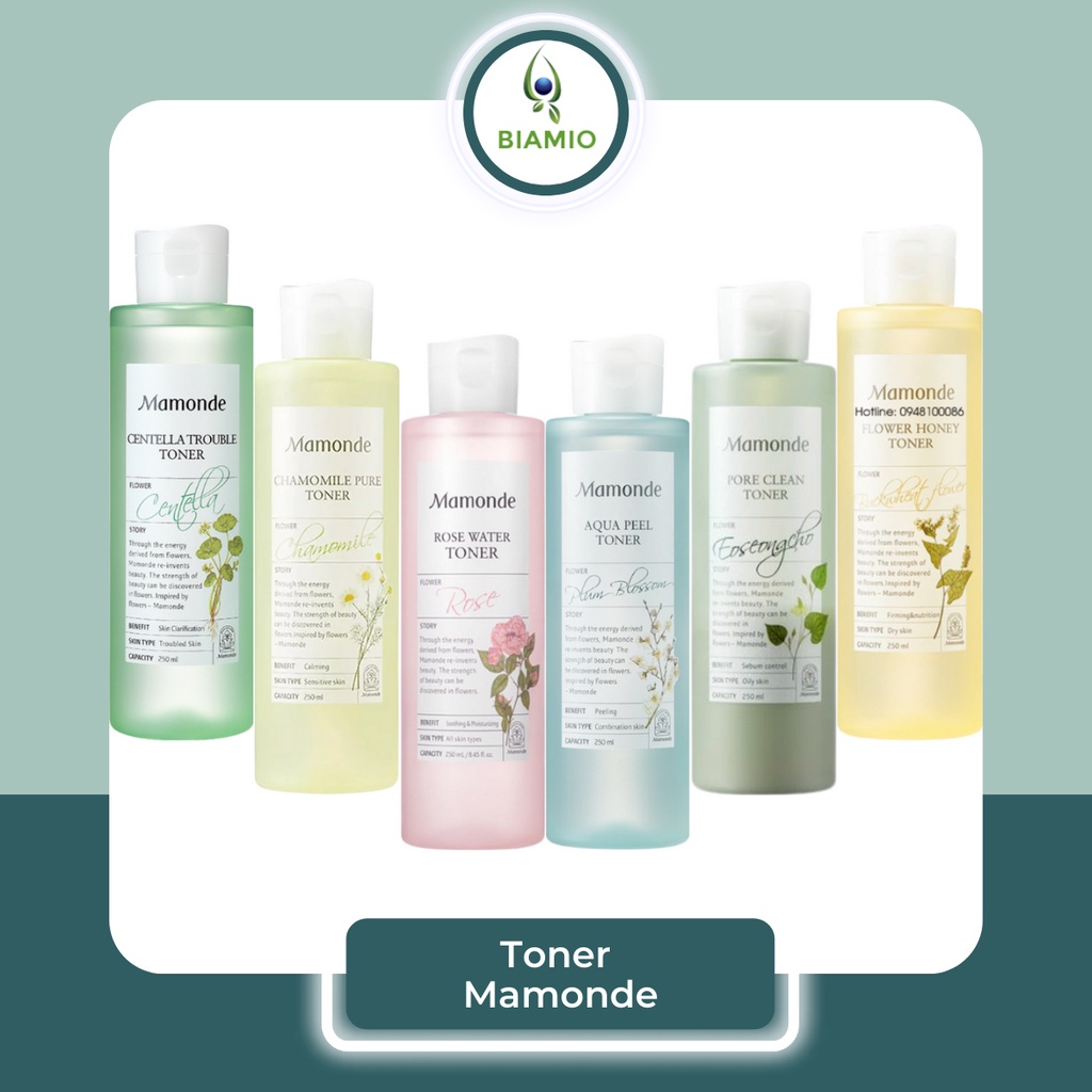 Nước hoa hồng cân bằng da Mamonde Toner cấp ẩm dưỡng da dịu nhẹ 150ml 250ml DA08