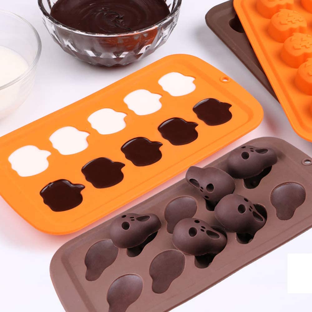 Khuôn Silicone 10 Ngăn Hình Đầu Lâu Phù Thủy Dơi Trang Trí Bánh Kem