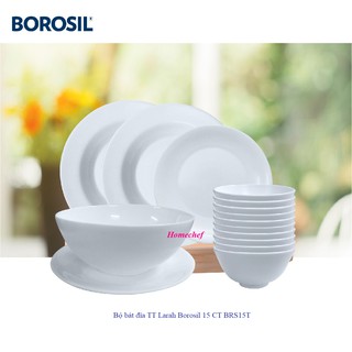Bộ bát đĩa (tô, chén, dĩa) Larah Borosil thủy tinh 15 chi tiết, dùng lò vi sóng, máy rửa bát, sản xuất Ấn Độ - BRS15T