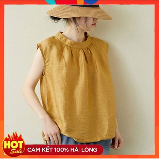 Áo sát nách, áo kiểu nữ chất Linen 3 màu đỏ, vàng , hồng cực xinh