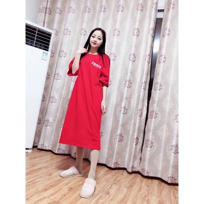 Đầm thun suông rộng chất cotton thoáng mát màu đỏ có ảnh thật | BigBuy360 - bigbuy360.vn
