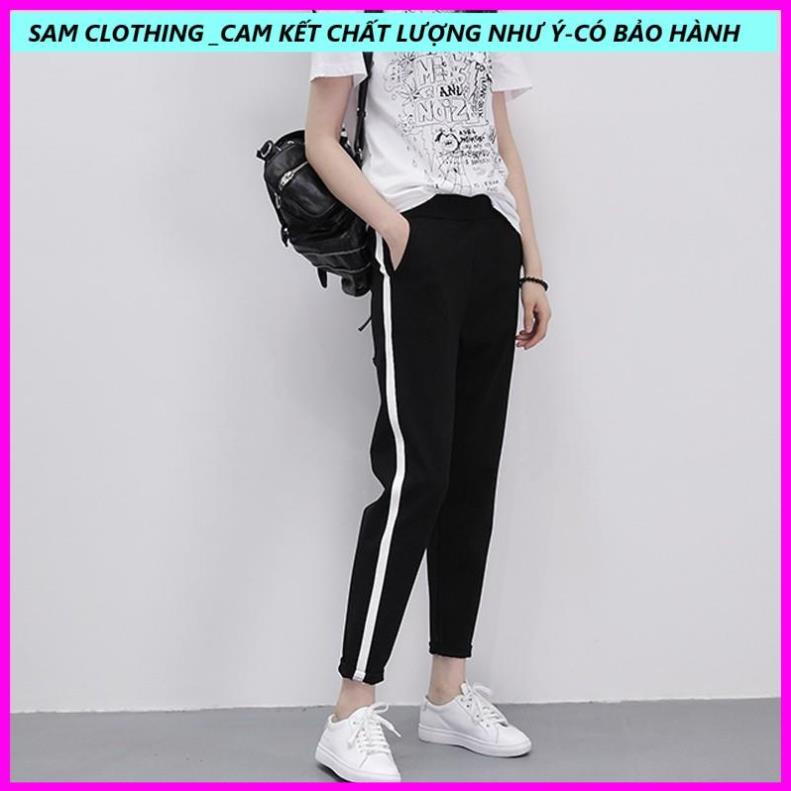 QUẦN THỂ THAO NỮ ĐẸP_QUẦN Leging VẢI THUN CO GIÃN_ Quần Baggy Nữ Kẻ Sọc Dọc Trắng Phong Cách -SAM CLOTHING