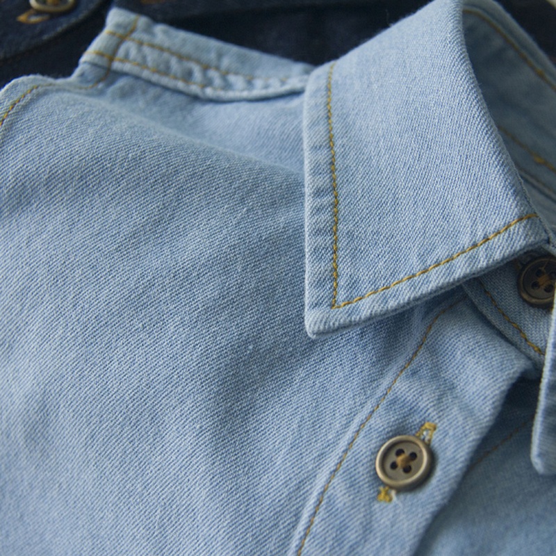 Xiangbao Áo Sơ Mi Denim Giả Cổ Bẻ Cài Nút Có Thể Tháo Rời Trang Trí Giản Dị Cho Nam Và Nữ