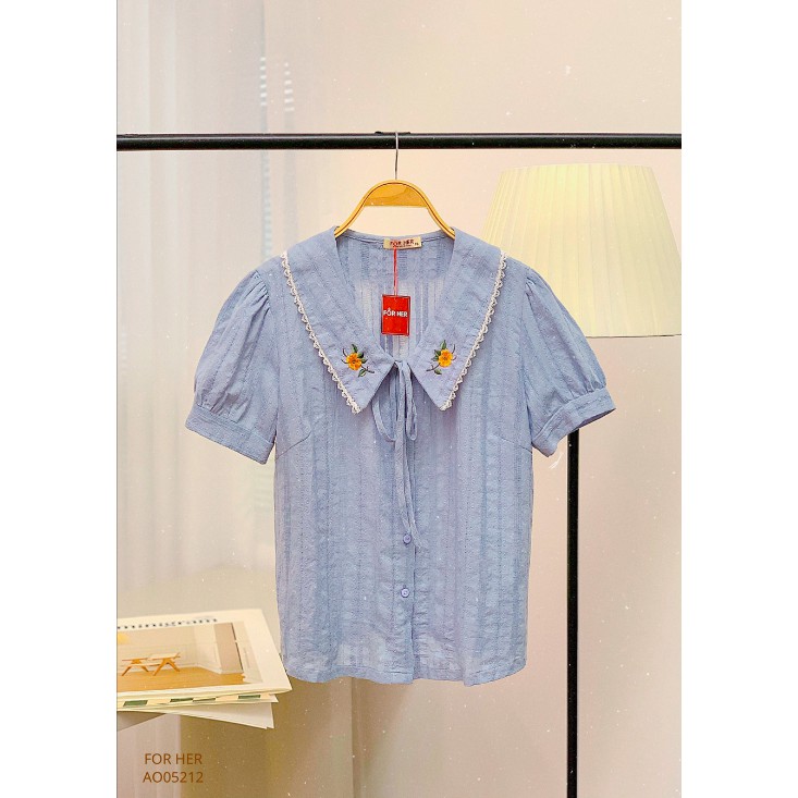 Áo cổ nhọn viền ren AO0521