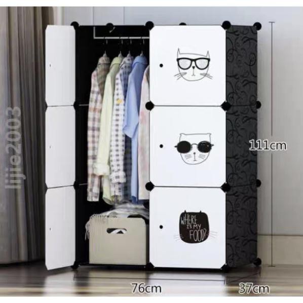 TỦ NHỰA GHÉP ĐỰNG QUẦN ÁO ĐA NĂNG CỬA MÈO VUA THÂN HỒNG.XANH.TRẮNG.ĐEN(TẶNG KÈM THANH TREO ĐỒ)
