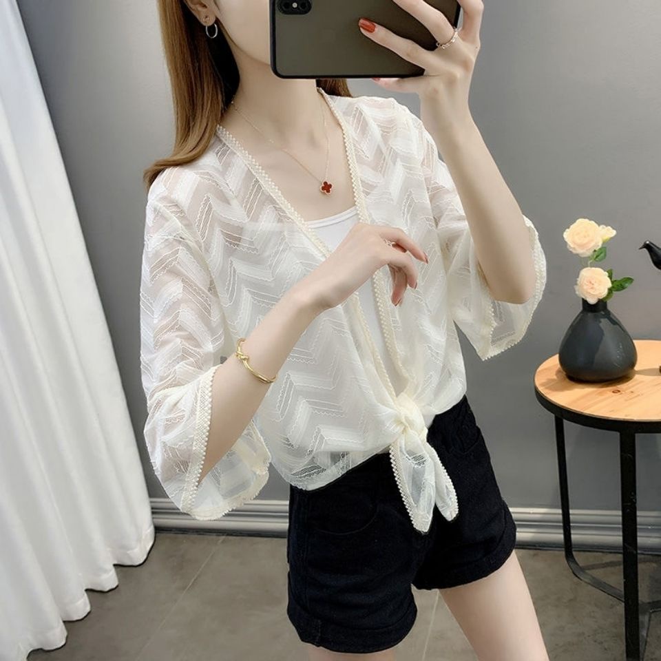 Áo Khoác Cardigan Mỏng Chống Nắng Kèm Đầm Hai Dây Thời Trang Mùa Hè Hàng Mới Dành Cho Bạn Nữ