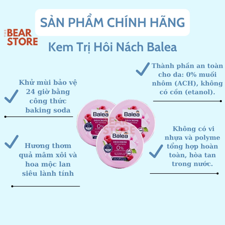 Kem khử mùi hôi nách Balea ngăn ngừa mồ hôi 24h xuất xứ Đức 50ml