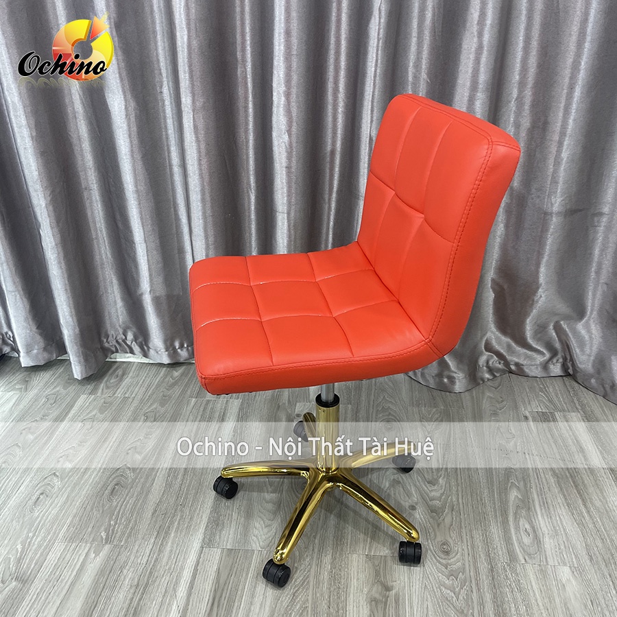 Ghế Trang Điểm Xoay Bánh Xe, Ghế Xoay Spa Chân Vàng Sao Cao Cấp Mẫu Tựa vịn tay inox Hiện Đại ( Hình Thật Shop Chụp)