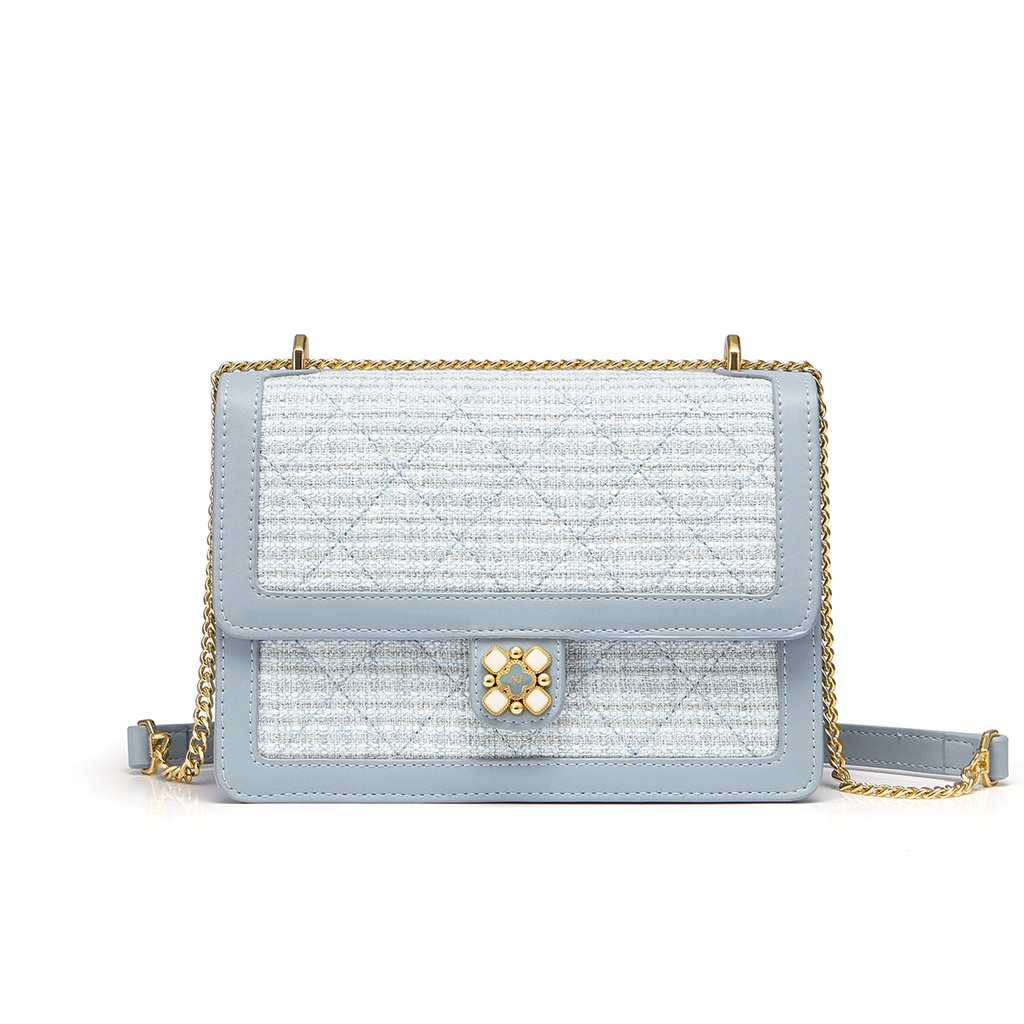 Túi đeo chéo nữ Nucelle đẹp thời trang phối vải Tweed charm hoa ViAnh Store 1171994