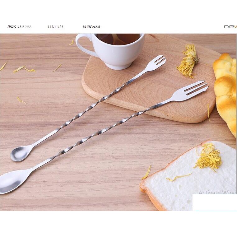 thìa khuấy 2 đầu inox , thìa khuấy 26cm và thìa 32cm tiện lợi