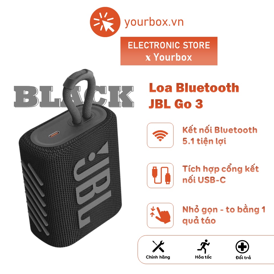 Loa Bluetooth JBL Go3, loa mini không dây chống nước nhiều màu sắc, âm thanh siêu trầm – Yourbox.vn