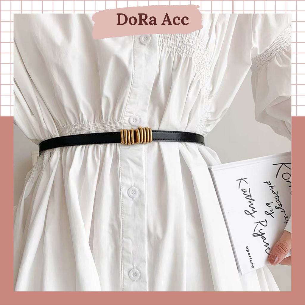 Thắt lưng nữ công sở bản nhỏ 1.3cm Thắt lưng quần vintage khóa cài
