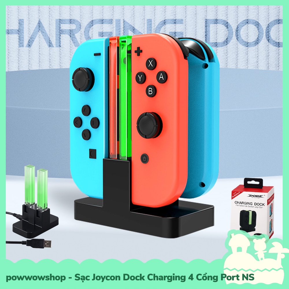 [Sẵn VN - Hỏa Tốc] Phụ Kiện Sạc Joycon Dock Station Charging 4 Cổng Port Cho Joycon Của Máy Game Nintendo Switch / Oled