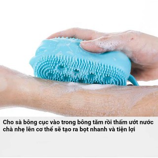 D64 Bông tắm silicon massage tạo bọt