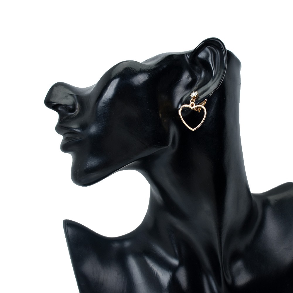 Khuyên kẹp vành tai hình trái tim màu vàng/bạc thời trang cho nữ