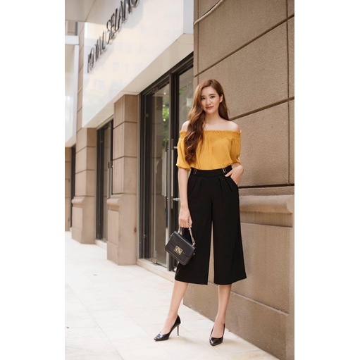 Quần công sở ống rộng lửng