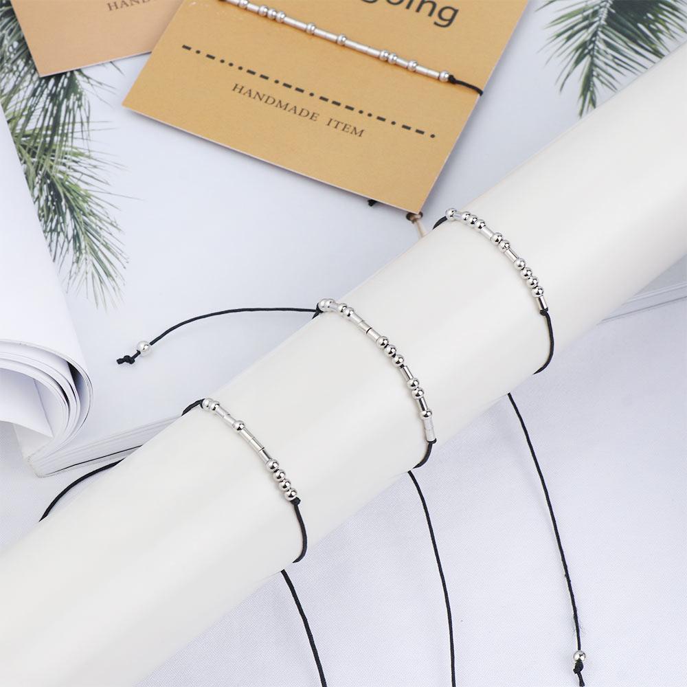 Vòng Đeo Tay Mã Morse Có Thể Điều Chỉnh Dành Cho Nam|Phụ Kiện Trang Trí Màu Sắc Xinh Xắn