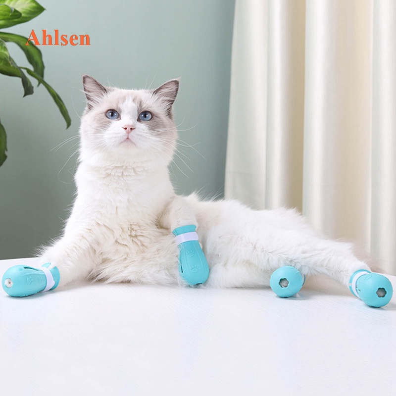 Ahlsen Bộ 4 Vỏ Bọc Chân Mèo Tắm Chống Cào