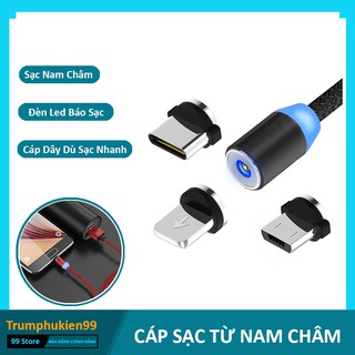 Cáp Sạc Từ Hút Nam Châm 3 Đầu Thay Thế Xoay 360 Độ Có LED Báo Sạc