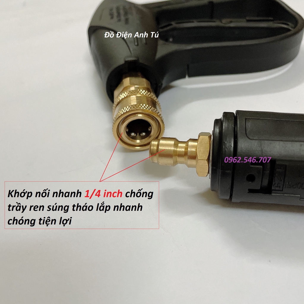 (HÀNG LOẠI 1) Súng rửa xe - súng xịt rửa xe áp lực cao ngoài 22mm Và 14mm + kèm khớp nối nhanh 1/4 inch