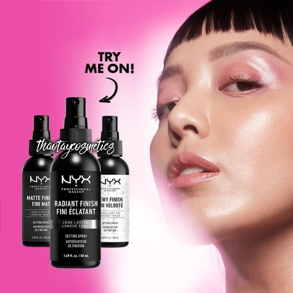 Xịt khóa nền giữ lớp trang điểm NYX Dewy / Matte / Radiant Finish Setting Spray