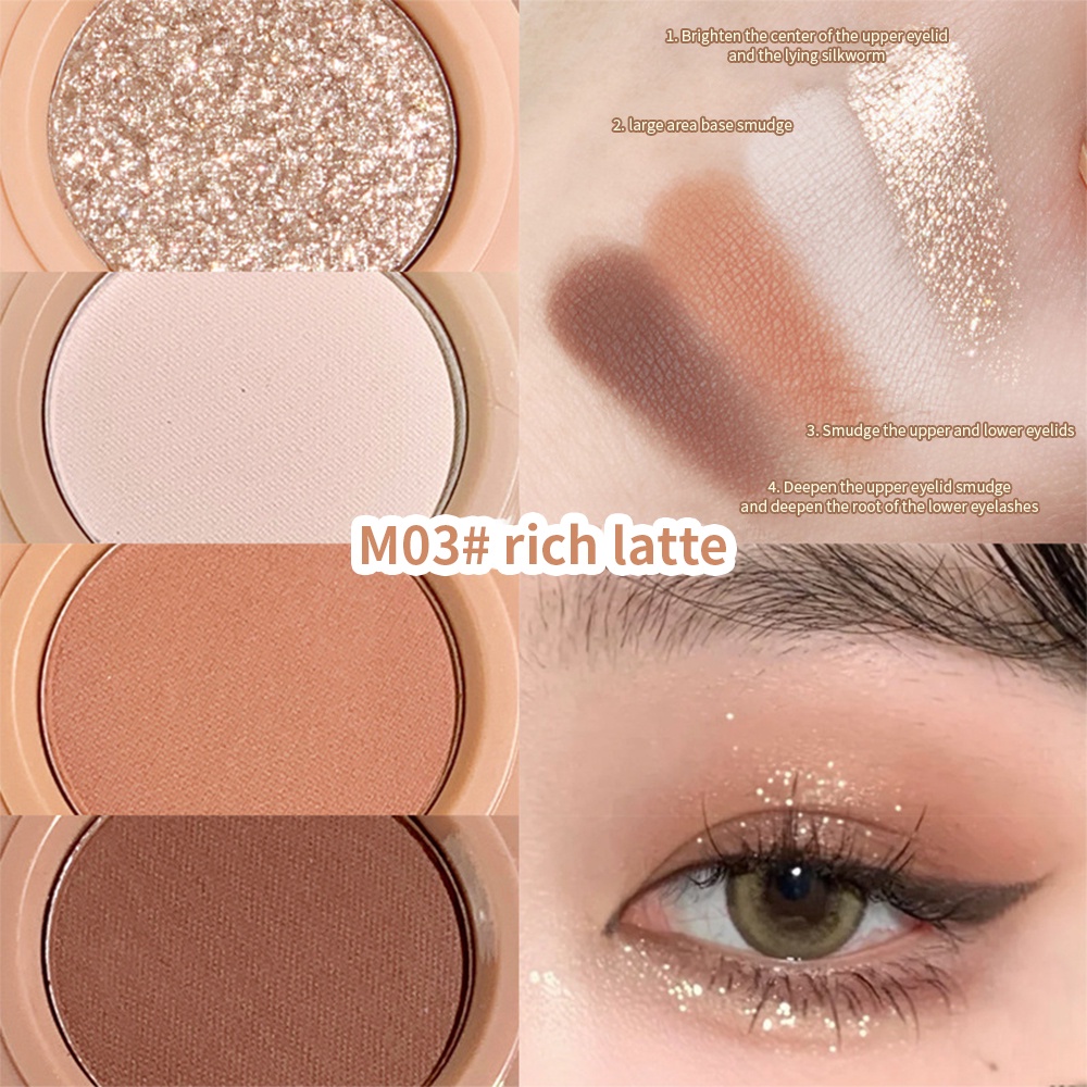 4 In 1 1Pc Pearly Blusher Shimmer Brighten Silkworm Highlight Palette Smoked Grey Matte Eyeshadow Blush Palette Face Contour Powder Makeup Cosmetics Four-layer