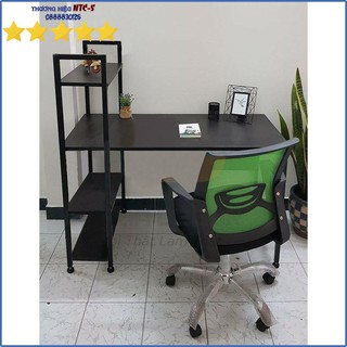 Bàn làm việc, văn phòng liền kệ sách, Khung sắt 25 x 25, CỞ LỚN, Chịu lực cao, không lay. BLV08