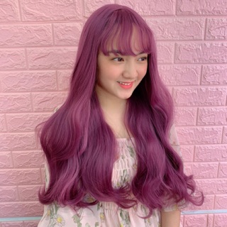 Tóc giả nguyên đầu tím line hồng cá tính 8316
