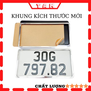 khung biển số ô tô biển xe vận tải màu vàng bảo vệ biển số có viền bao ngoài INOX