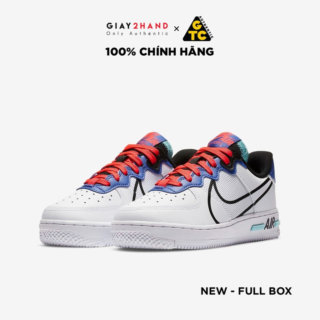 (NEW) Giày Sneaker Thể Thao NIKE AIR FORCE 1 REACT GS CD6960-101 Chính Hãng 100%