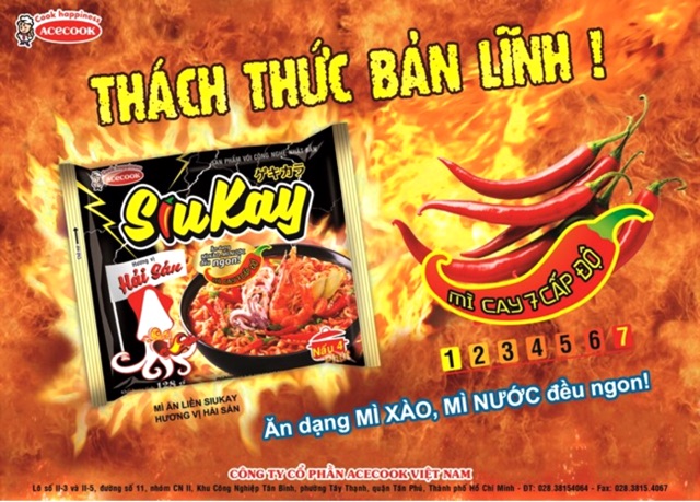 COMBO 5, COMBO 10 GÓI MÌ CAY SIUKAY ACECOOK - MÌ CAY 7 CẤP ĐỘ SIÊU HOT(VỊ BÒ/HẢI SẢN/MIX)