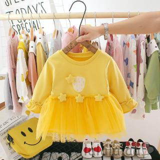 Đầm tay dài phối lưới cho bé gái