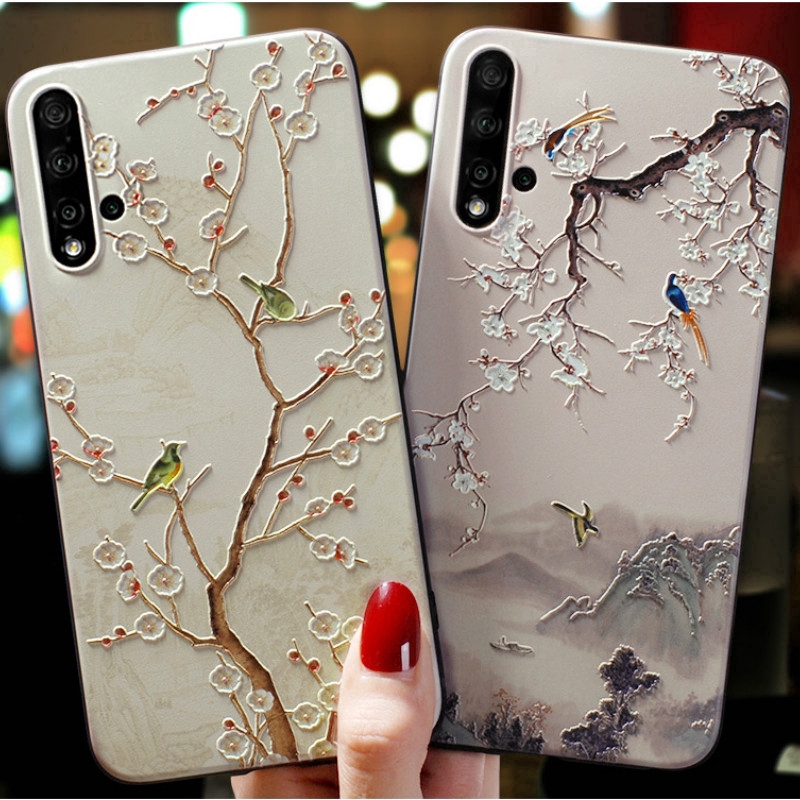 Ốp điện thoại cho Xiaomi 12 Pro Mi 11T Pro 10T Pro Mi 11 Lite 5G NE A1 A3 A2 8 Lite 9 SE Play Poco C40 F4 M4 X4 Pro 5G X3 GT POCO M3 F3 F2 Pro Poco X3 Pro X3 NFC Pocophone F1 Emboss Flower Magpie