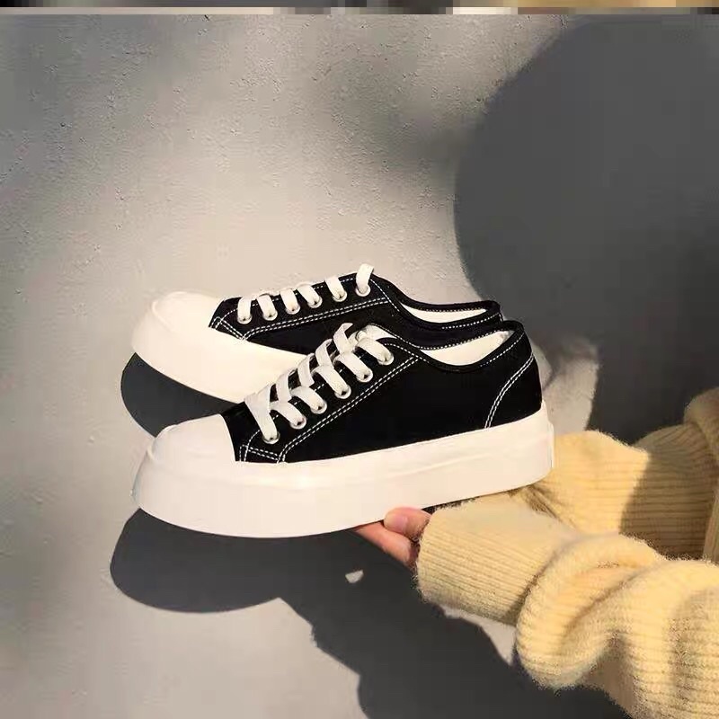 [Ảnh Thật] Giày Thể Thao Sneaker Nữ Vải Độn Đế 3.5cm BE 2 Màu Siêu Hot