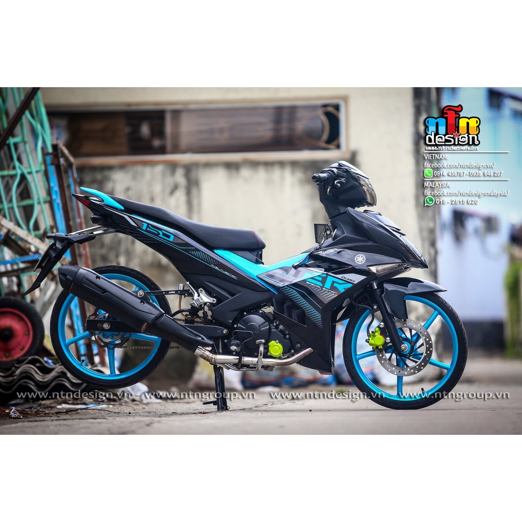 Tem rời Exciter 150 đen xanh ngọc y15zr ,tem 3 lớp cao cấp