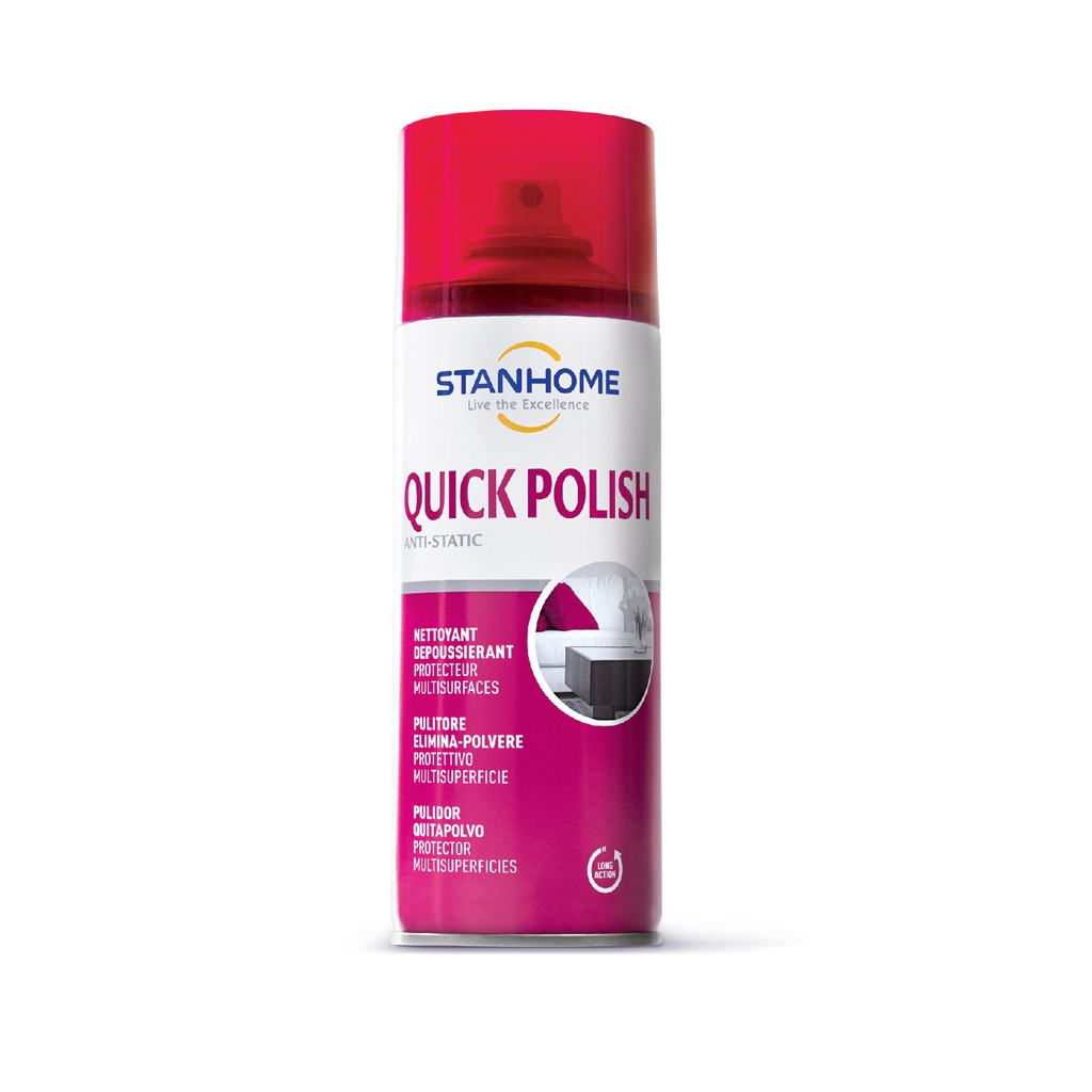 Xịt làm sạch, sáng bóng bề mặt gỗ &amp; bề mặt hiện đại Stanhome quick polish 400ML- hạn 09/2023