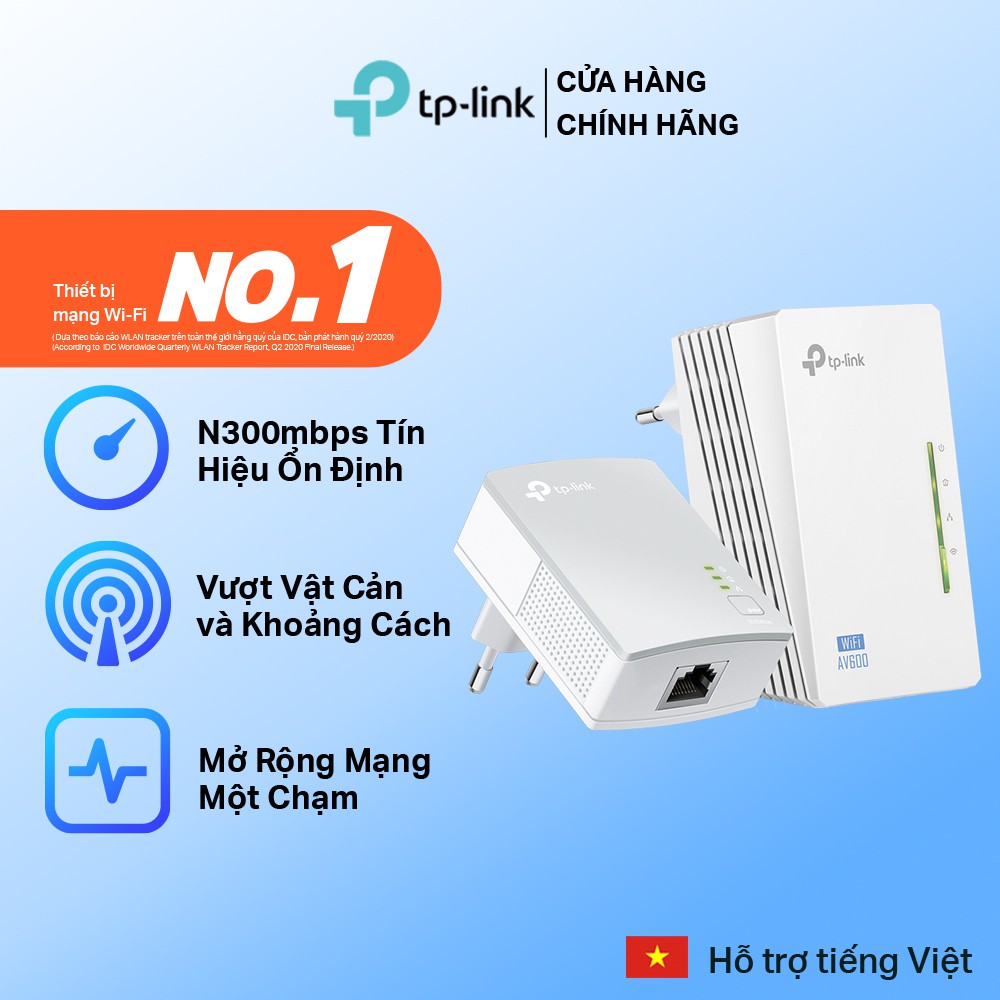 [Mã ELMALL300K giảm 5% đơn 500K] TP-Link Bộ mở rộng Internet qua đường dây điện N 300Mbps AV600-TL-WPA4220KIT