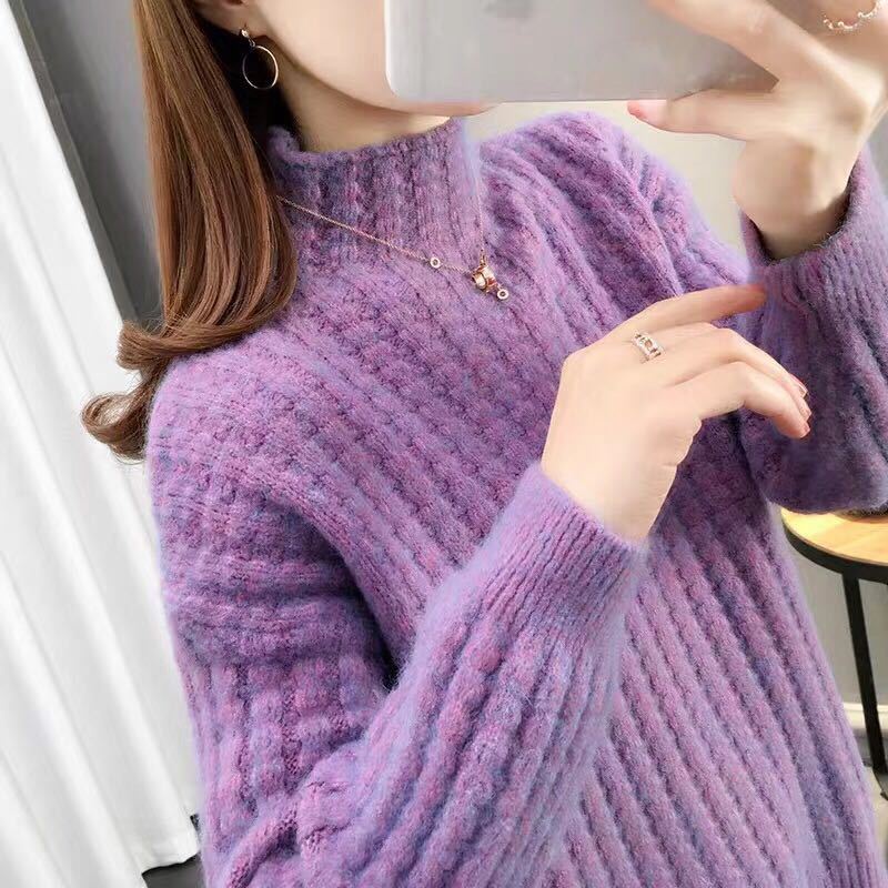 Áo len nữ cổ lọ dáng rộng phong cách Retro Hàn Quốc Mohana fashion