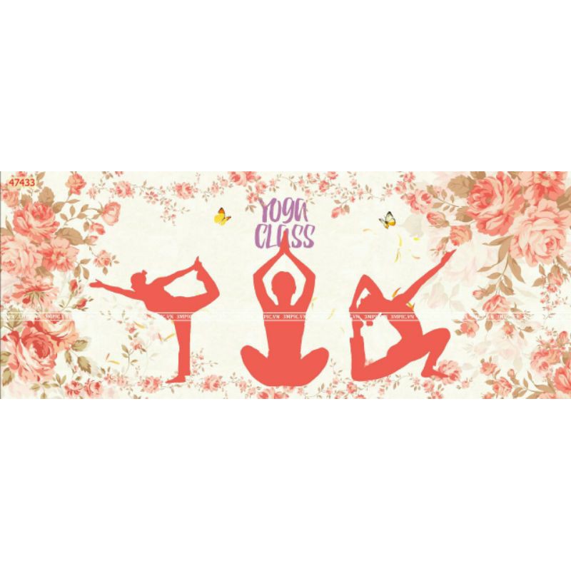 tranh yoga 3d dán trang trí tường keo sẵn